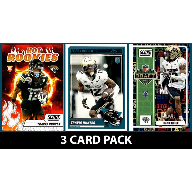 2025 SCORE Travis Hunter Jacksonville Jaguars RC Insert 3 Pack Hot Rookies Draft Base RC 20