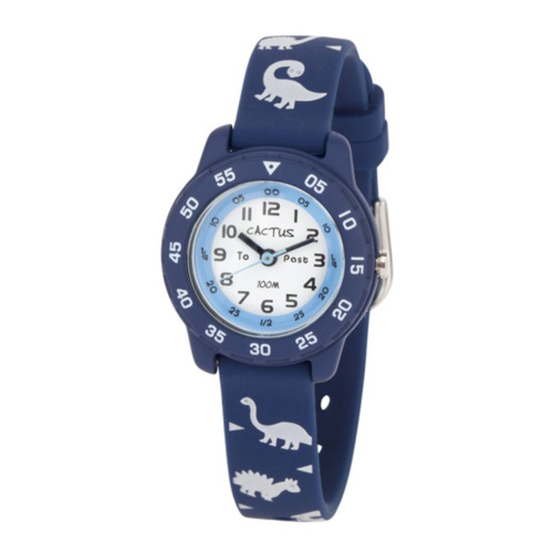 “Cactus Junior – Time Teacher Watch – Blue / Dinosaur”