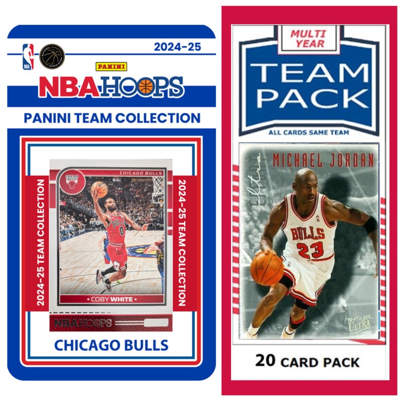 Chicago Bulls Multiyear Pack 20 Cards Michael Jordan + 2024-25 HOOPS Team Set Zach LaVine