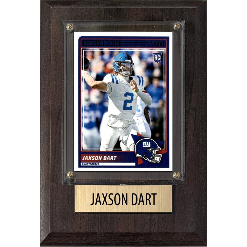 Jaxson Dart New York Giants RC 2025 Ole Miss Score 4×6 Gift Plaque