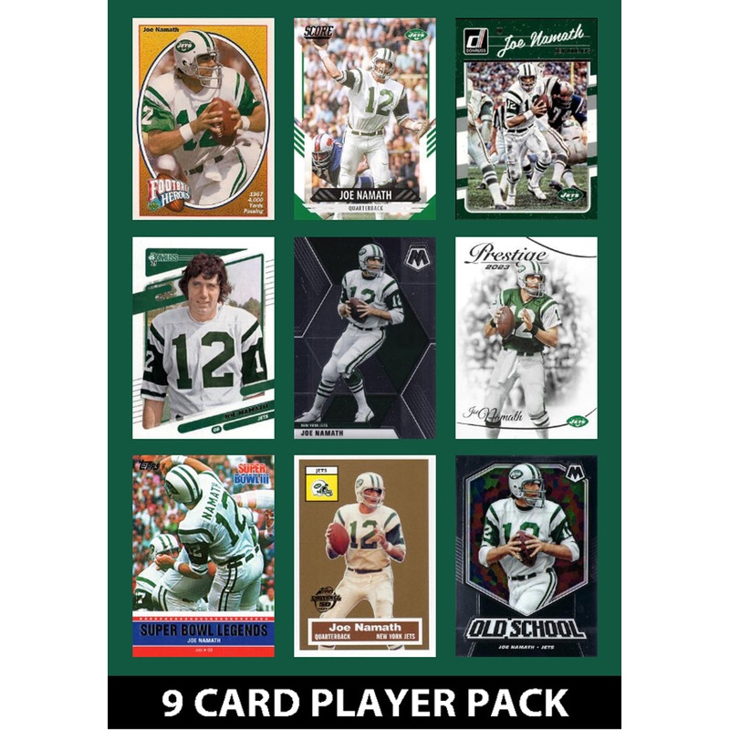 Joe Namath 9 Card Legend Pack Donruss Topps 2023 2024 2025 Panini Score New York Jets