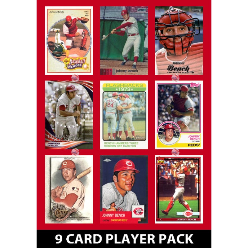 Johnny Bench Cincinnati Reds 9 Card Legend Pack Topps Bowman 2025 2024 2023