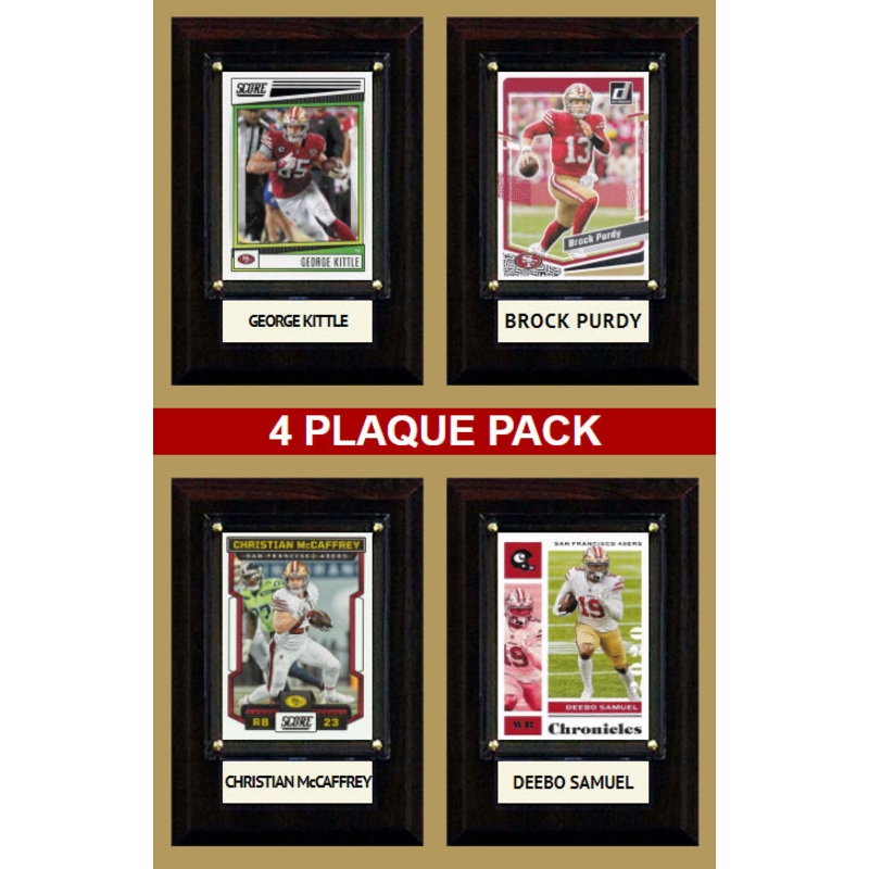 San Francisco 49ers Plaque Pack 2023 2022 Purdy Deebo McCaffrey Kittle 4×6