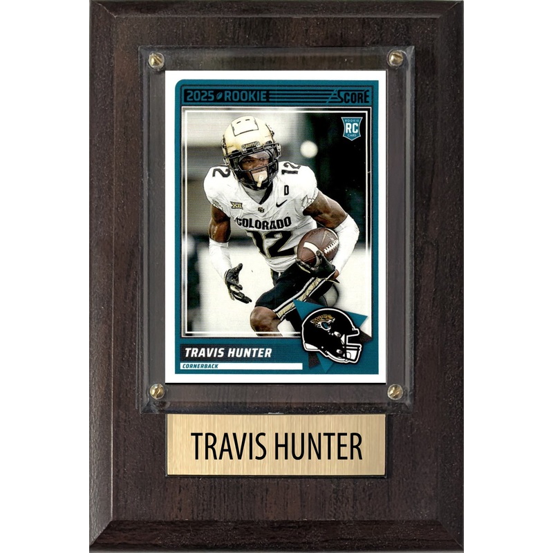 Travis Hunter Jacksonville Jaguars RC 2025 Colorado Score 4×6 Gift Plaque