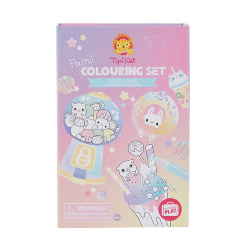 “Tiger Tribe Pastel Colouring Set – Kawaii Cafe”