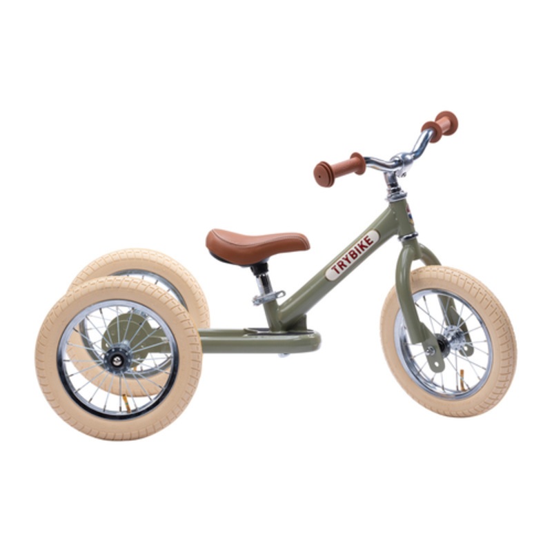 “Trybike – Matte Green Vintage with Cream Tyres and Chrome (3 wheel)”