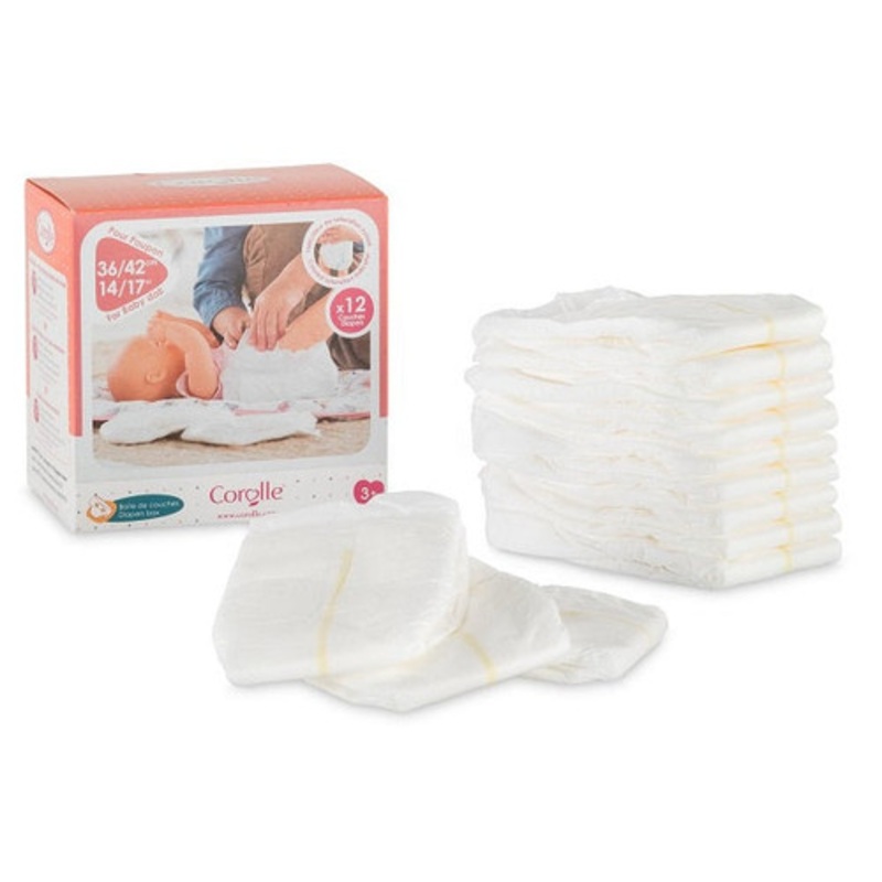“Corolle – Mon Grand Poupon – Diapers/Nappies – 12 Pack (36cm and 43cm dolls)”
