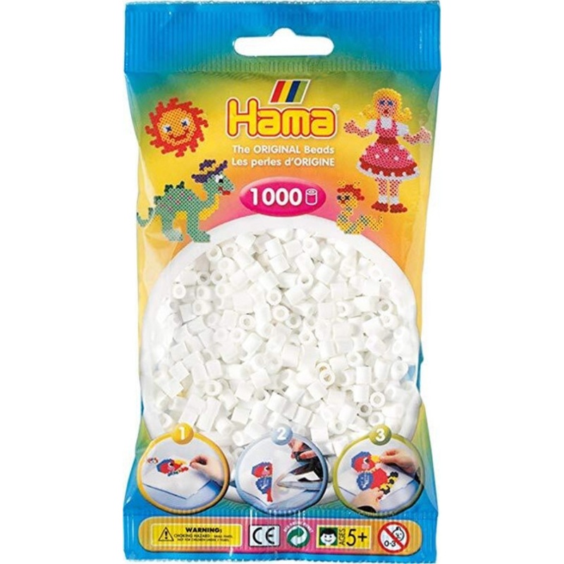 “Hama Beads – White – 1000 Beads”