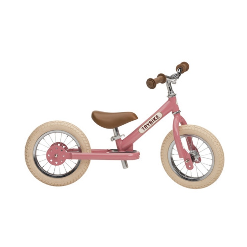 “Trybike – Matte Pink Vintage with Cream Tyres and Chrome (3 wheel)”