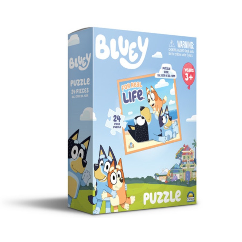 “Bluey Puzzle 24pc – Bluey and Bingo with Dad Bandit”