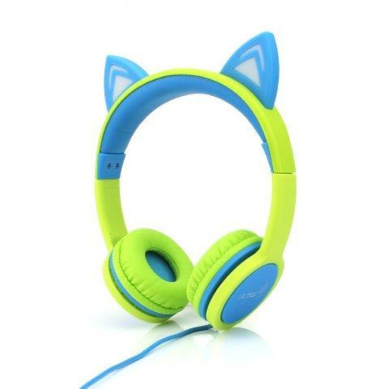 “Cactus – Cat Ear Light-up Headphones Lime/Blue”