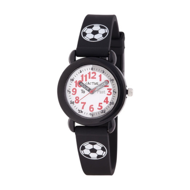 “Cactus Time Teacher – Kids Watch – Black / Soccer ball”
