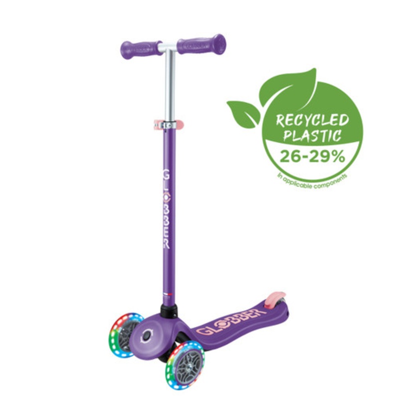 “Globber PRIMO Plus with Lights Scooter – Purple/ Pastel Pink”