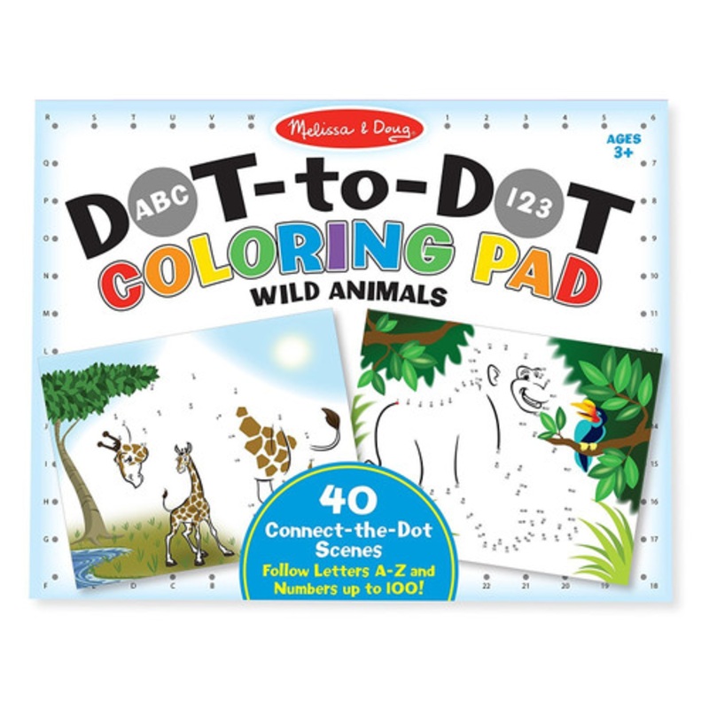 “Melissa & Doug  ABC 123 Dot-to-Dot Colouring Pad  Wild Animals”