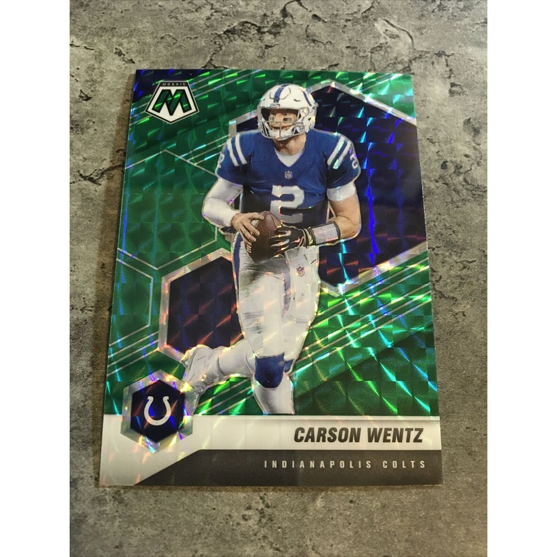 Carson Wentz Colts 2021 Panini Mosaic Green Prizm #90