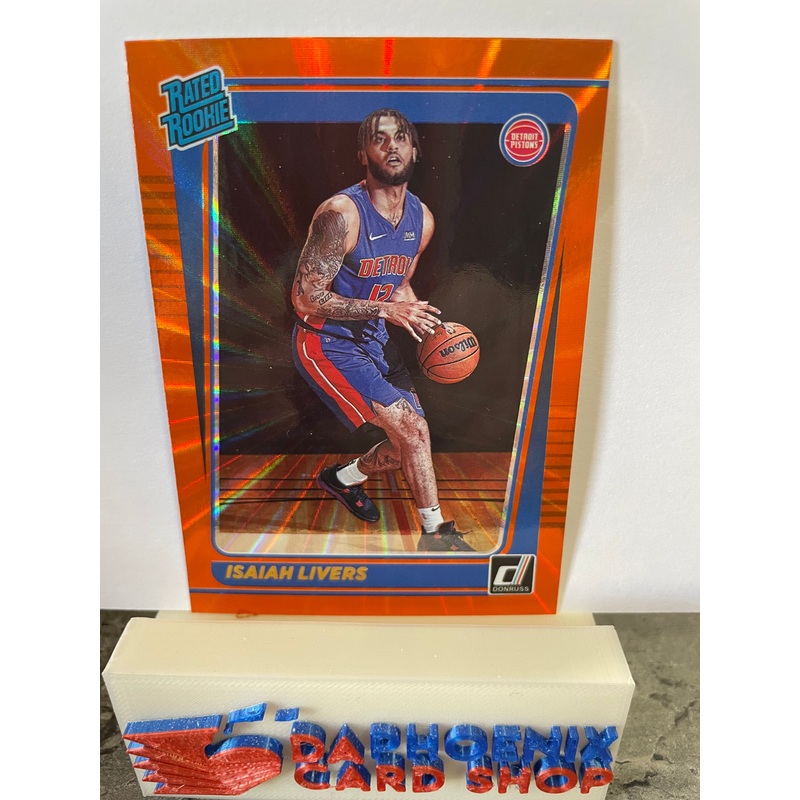 Isaiah Livers Pistons 2021-22 Panini Donruss Holo Orange Laser Rated Rookie #227