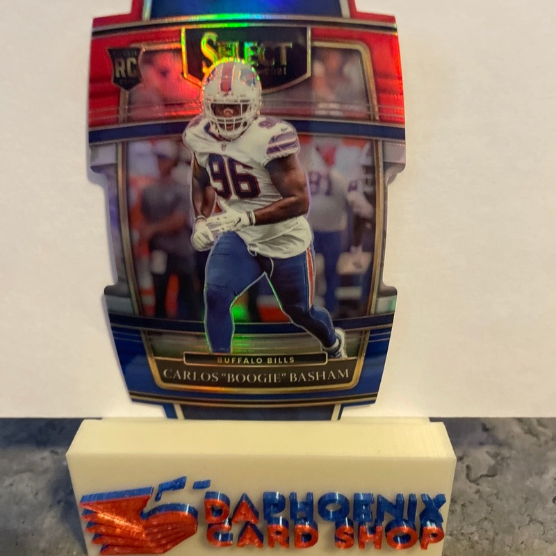 Carlos “Boogie” Basham  Bills 2021 Panini Select Red & Blue  Prizm Rookie #92
