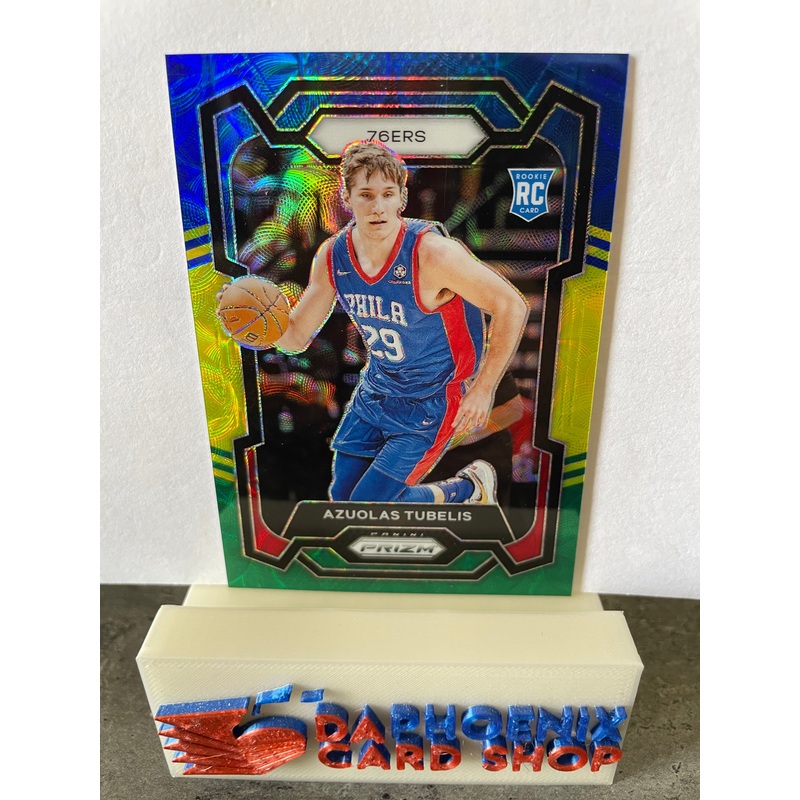 Azuolas Tubelis 76ers 2023-24 Panini Prizm Blue,Yellow & Green Prizm Rookie #283