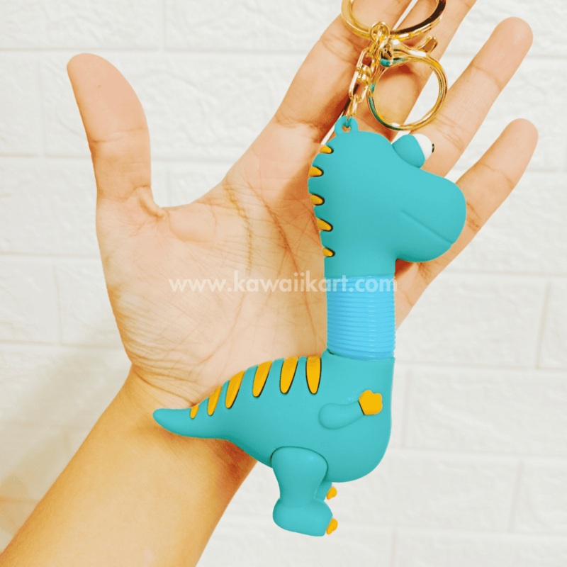 Quirky Dinosaur Stretchable Neck Keychain – Blue – Single Piece