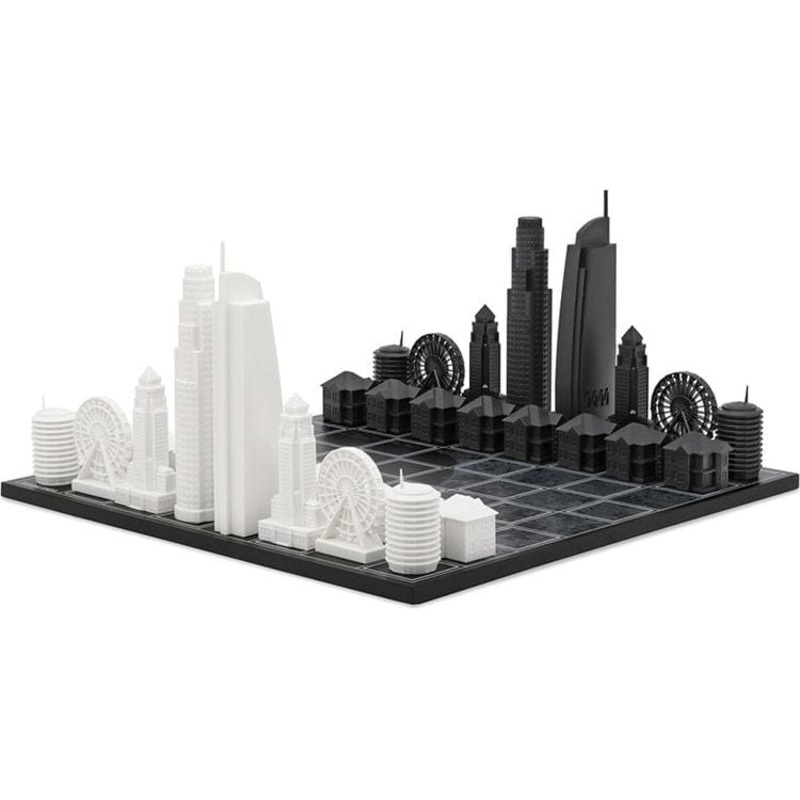 Los Angeles Edition Acrylic Chess Set with Wood Map Board