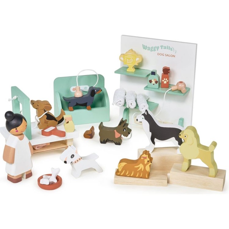 Wooden Waggy Tails Dog Salon Set