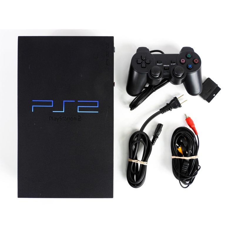 PlayStation 2 System Black with 1 Unofficial Controller (PS2)