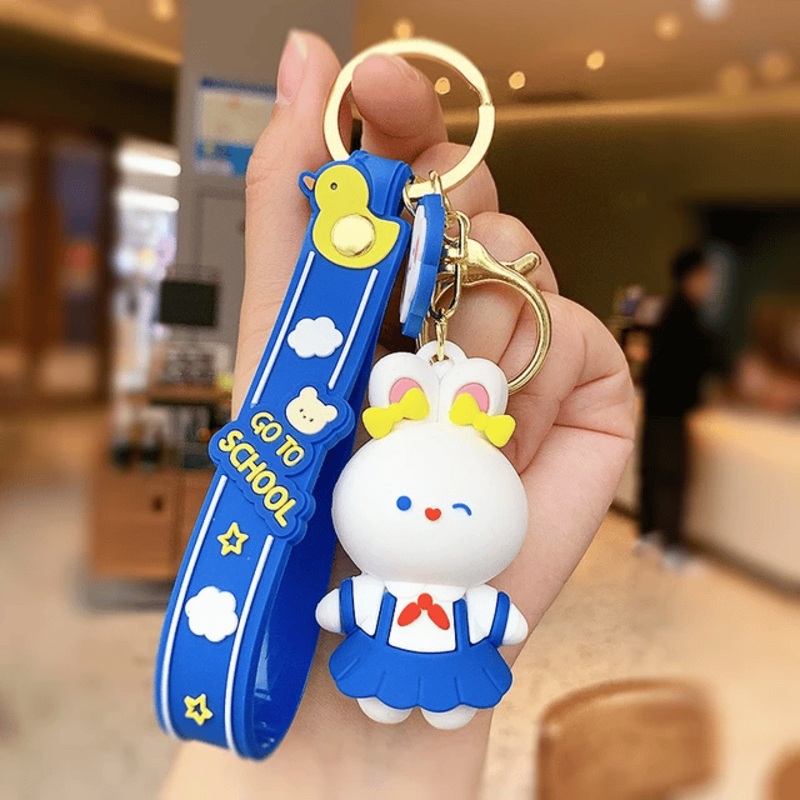 Kawaii Bunny Go To School Keychain – Single Piece