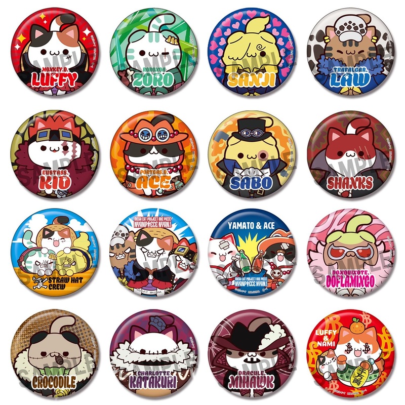 MEGA CAT PROJECT: ONE PIECE  NYAN PIECE NYAN! Tin Badge Collection