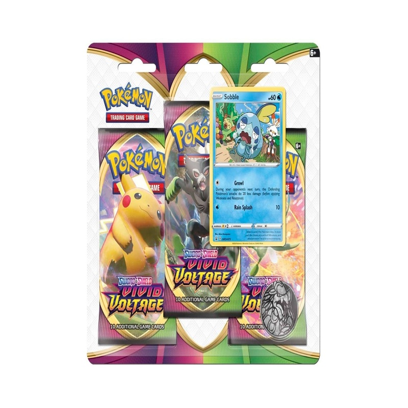 Pokmon TCG: Sword & Shield-Vivid Voltage 3 Booster Packs, Coin & Sobble Promo Card