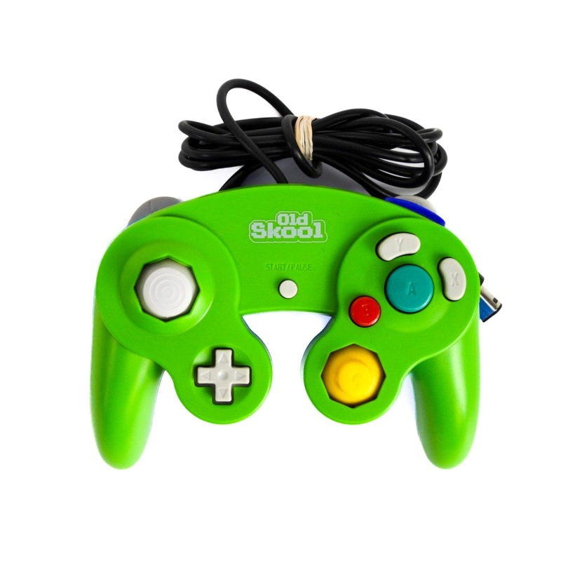Green & Blue Wired GameCube Controller [Old Skool] (Nintendo Wii / Gamecube)