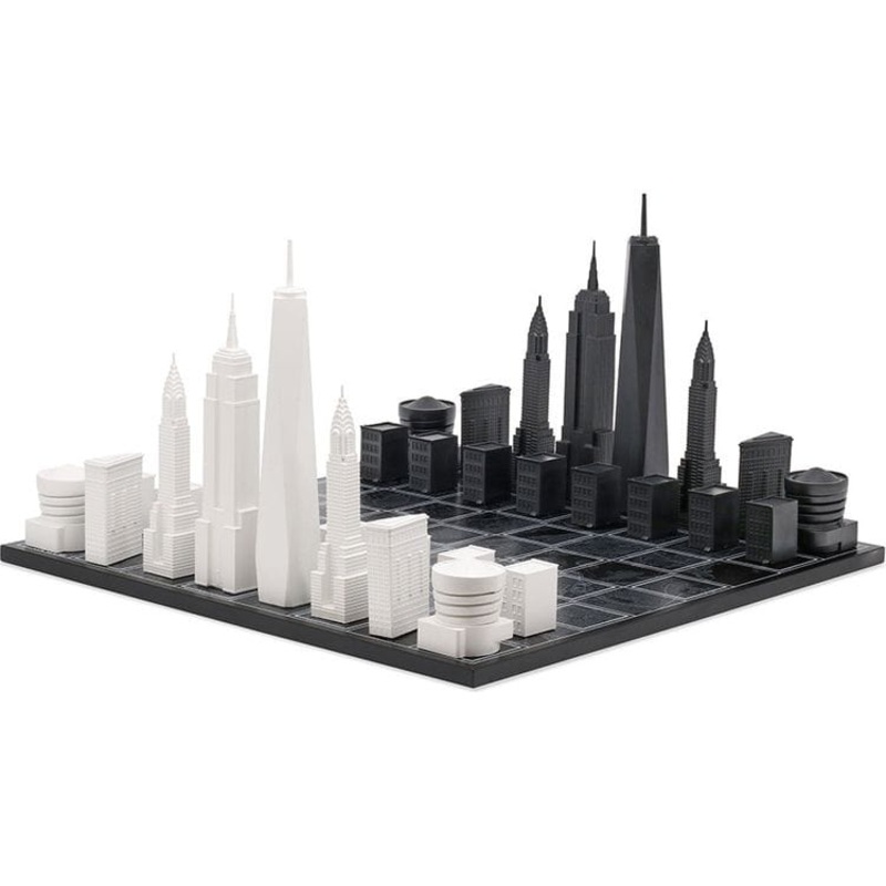 New York City Edition Acrylic Chess Set with Wood Map Board