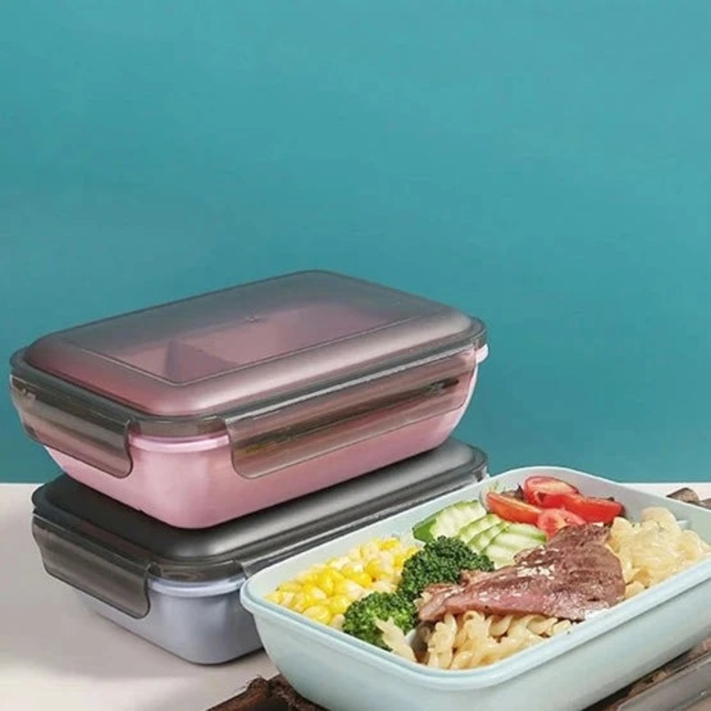 Three Compartment Lunch Box – Pink – Single Piece