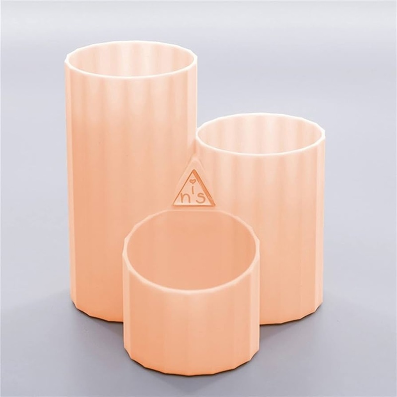 3 Grid Circle Pen Stand – Peach – Single Piece