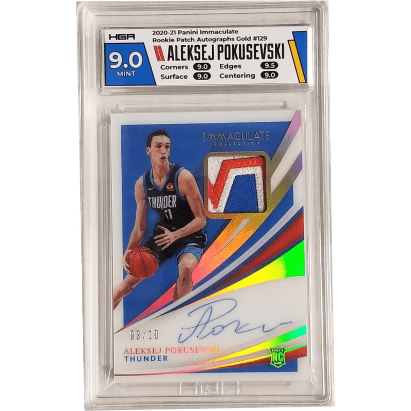 Alekse J Pokusevski 2020-21 Panini Immaculate Rookie Patch Autographs Gold #129 HGA 9.0