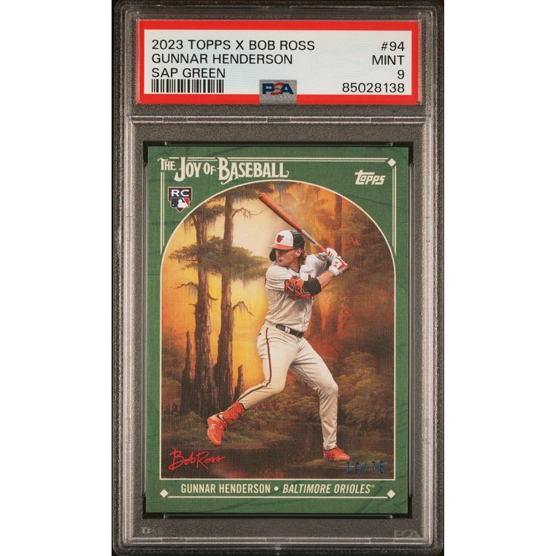 Gunnar Henderson 2023 Topps X Bob Ross Sap Green #94 PSA 9