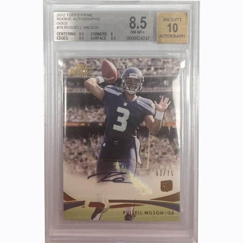 Russell Wilson 2012 Topps Prime Rookie Autographs Gold #78 Beckett 8.5