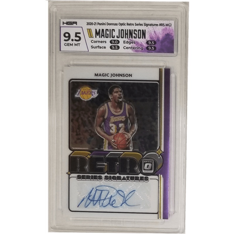 Magic Johnson 2020-21 Panini Donruss Optic Retro Series Signatures #RS-MGJ HGA 9.5