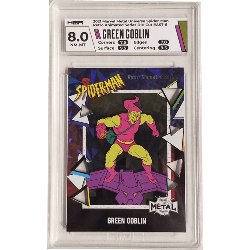 Green Goblin: 2021 Marvel Metal Universe Spider-Man Retro Animated Series Die-Cut #AST-6 HGA 8.0
