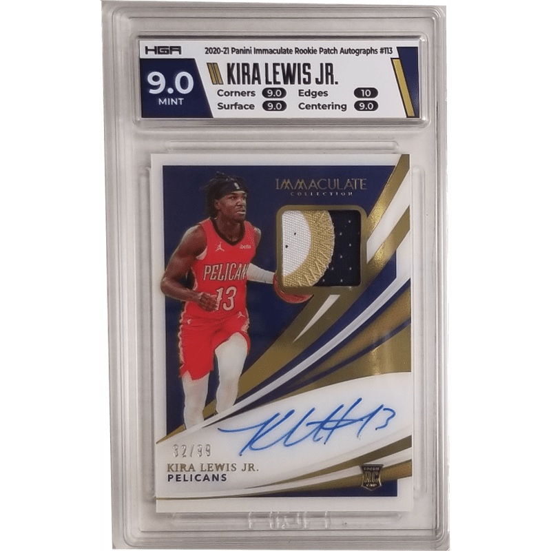 Kira Lewis Jr. 2020-21 Panini Immaculate Rookie Patch Autographs #113 HGA 9.0