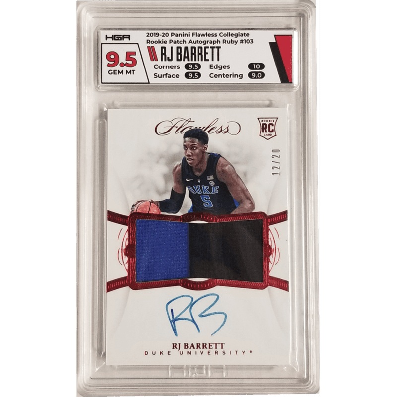 RJ Barrett 2019-20 Panini Flawless Collegiate Rookie Patch Autograph Ruby #103 HGA 9.5