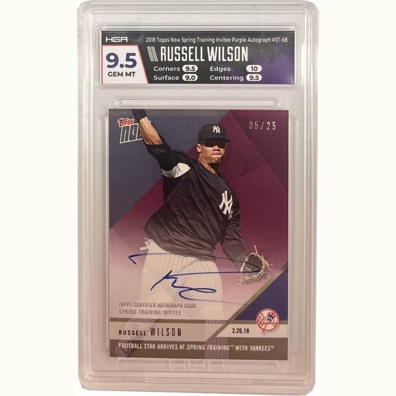 Russell Wilson 2018 Topps Now Spring Training Invitee Purple Autograph #ST-6B HGA 9.5