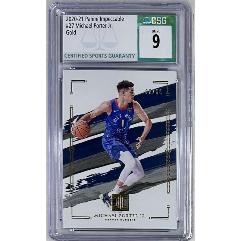 Michael Porter Jr. 2020-21 Panini Impeccable #27, Gold, CSG 9