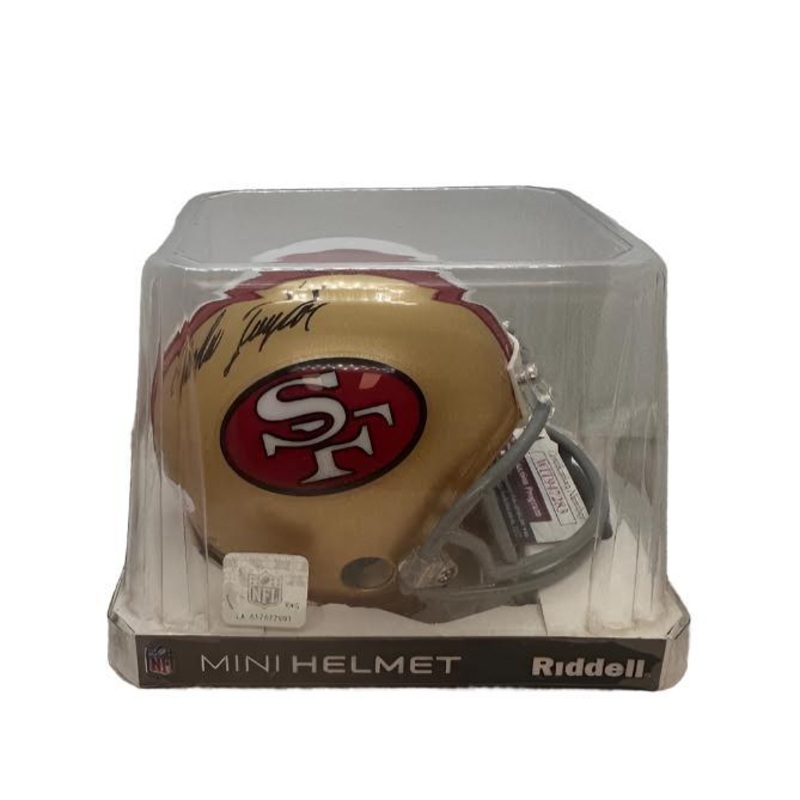 Autographed Mini Helmet: John Taylor – 49rs – Gold