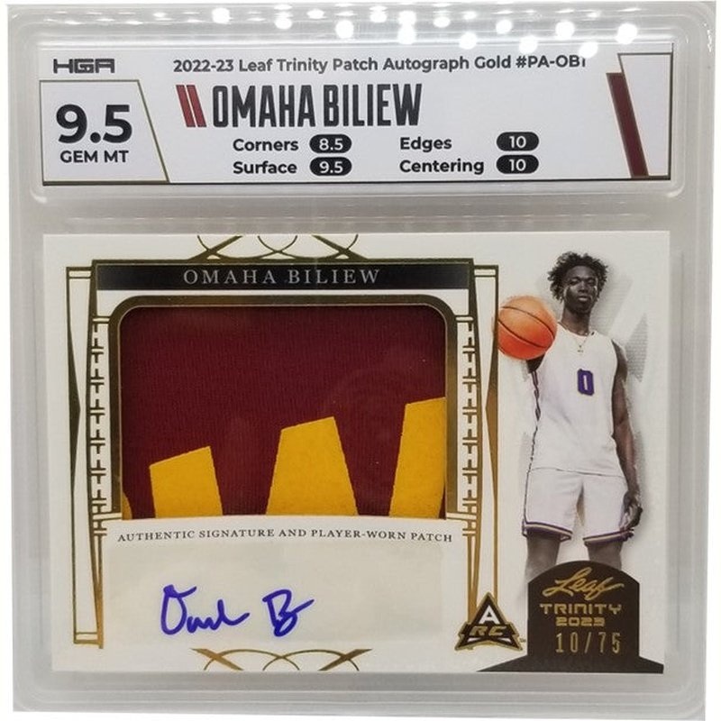 Omaha Biliew 2022-23 Leaf Trinity Patch Autograph Gold #PA-OB1 HGA 9.5