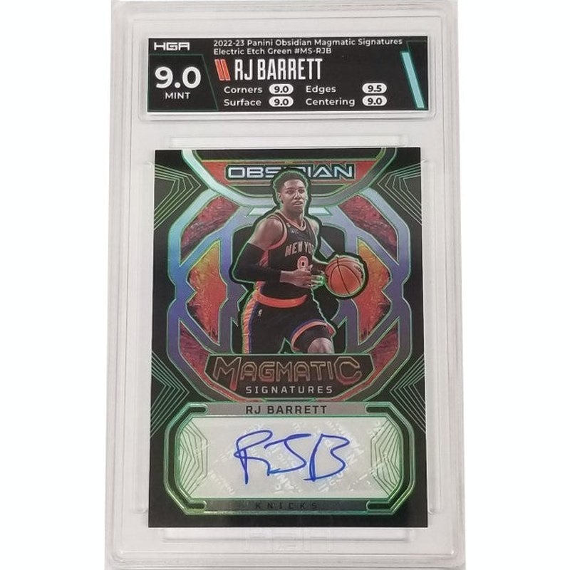 RJ Barrett 2022-23 Panini Obsidian Magmatic Signatures Electric Etch Green #MS-RJB HGA 9.0