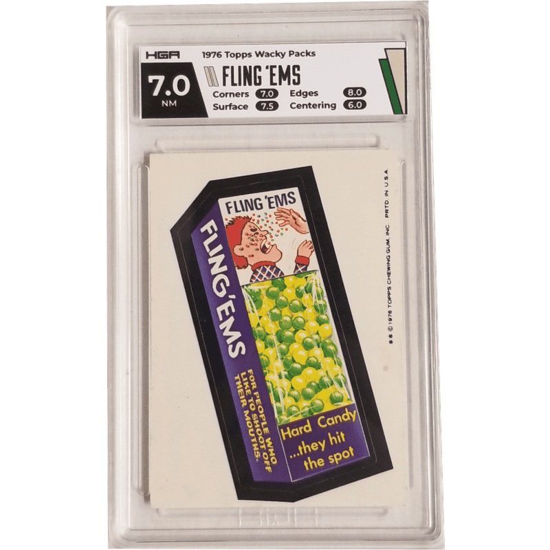1976 Topps Wacky Packs – Fling ‘Ems HGA 7.0