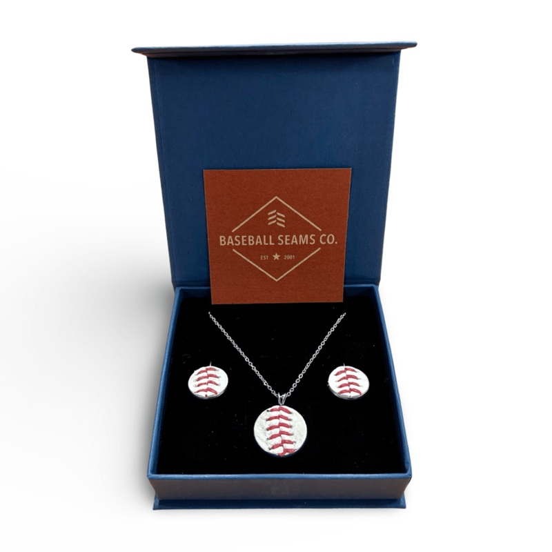 Baseball Seam Jewelry Gift Set – Earrings Necklace Bundle