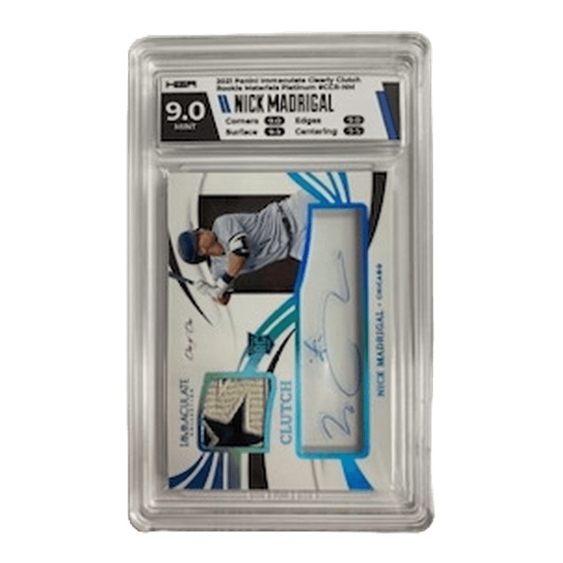 Nick Madrigal 2021 Panini Immaculate Clearly Clutch Rookie Materials Platinum #CCR-NM HGA 9.0