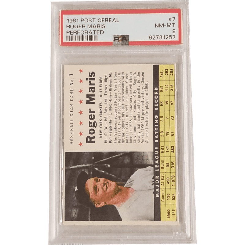 Robert Maris 1961 Post Cereal Perforated #7 PSA 8