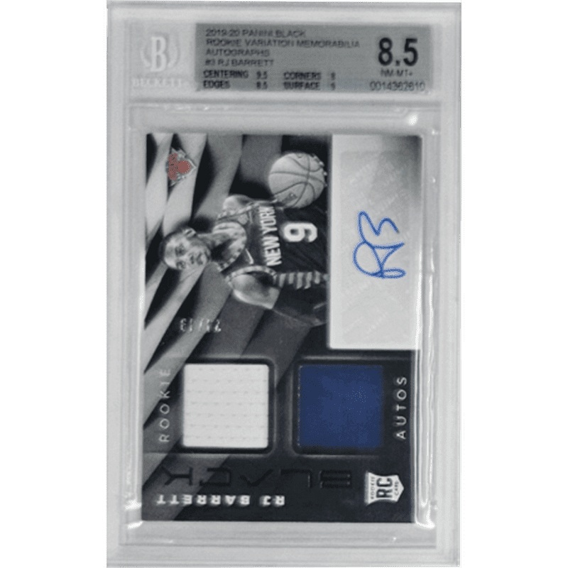 RJ Barrett 2019-20 Panini Black Rookie Variation Memorabilia Autographs #3 Beckett 8.5